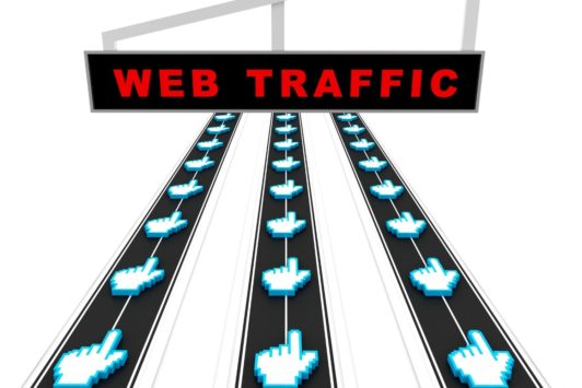 clicks lined up moving towards a big red sign labeled web traffic