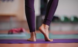 feet of female yoga practitioner