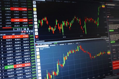 graphs showing the rise and fall of stock trading