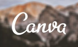 Canva logo displayed prominently with majestic mountains in the background, symbolizing canva graphic design