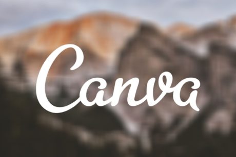 Canva logo displayed prominently with majestic mountains in the background, symbolizing canva graphic design