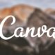Canva logo displayed prominently with majestic mountains in the background, symbolizing canva graphic design
