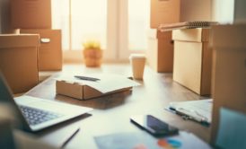 ecommerce product boxes scattered on the floor