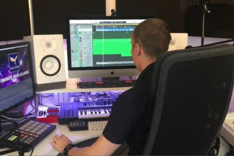 music producer working in a modern studio
