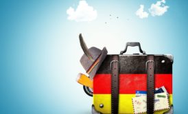 hand carry suitcase painted like the german flag