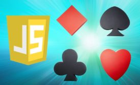 javascript logo beside playing card symbols