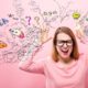 stressed out woman in pink sweater