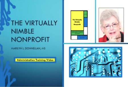 the virtually nimble nonprofit course cover with photo of instructor marilyn donnellan