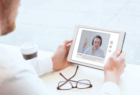 two persons talking over video chat through mobile phone