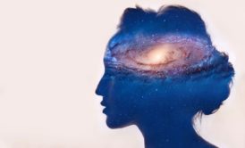 galaxy shaped like a woman's head