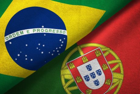 flags of brazil and portugal