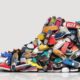 stack of sneakers shaped like a high cut jordan
