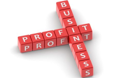 red blocks spelling out the words profit and business