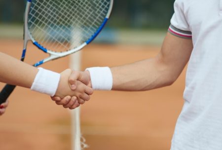 tennis players shaking hands