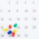 calendar with multi colored pins