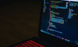 Black laptop showing C++ codes