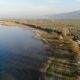 birds eye view of a lake and woods