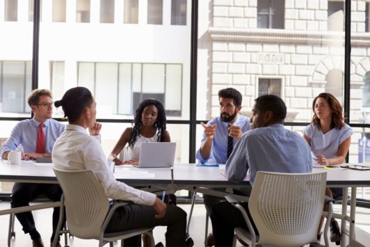 group of corporate employees having a meeting