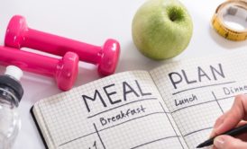 meal plan pink dumbbells green apple