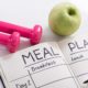 meal plan pink dumbbells green apple