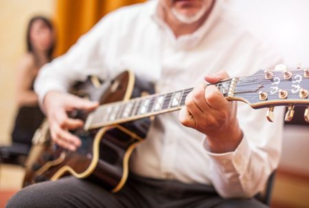 man playing jazz guitar