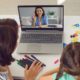 mother and daughter watching online video