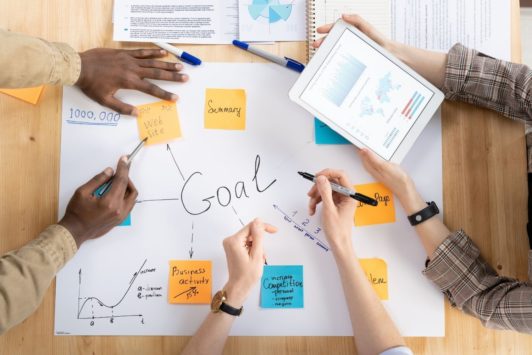 team developing a business case