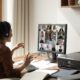 woman using body language in video conference