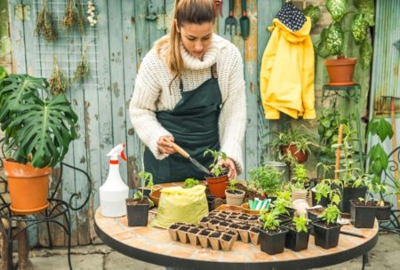 woman home garden