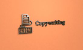 copywriting logo against orange label