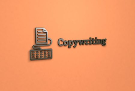 copywriting logo against orange label