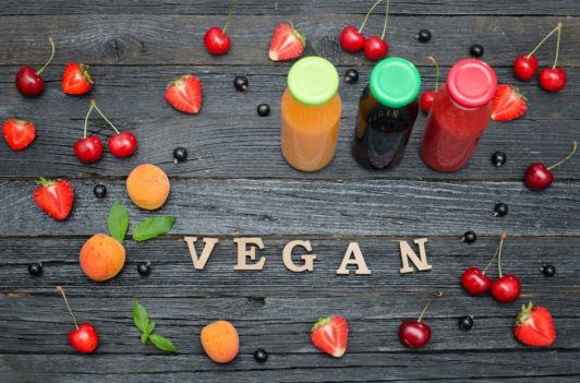 vegan fruits and healthy juice