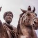 bronze statue of marcus aurelius riding on a horse