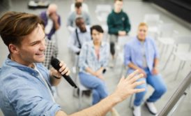 confident male speaker