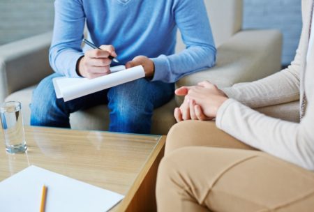 counsellor talking to victim of sexual abuse