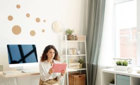 woman working in hybrid work environment