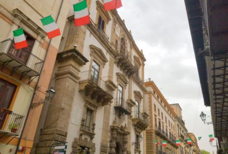 buildings with italian flags