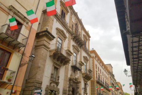 buildings with italian flags