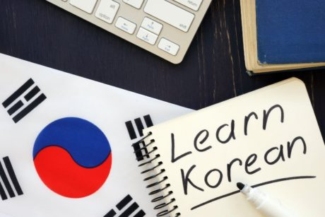 learn korean and korean flag