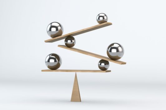 steel balls on a balance