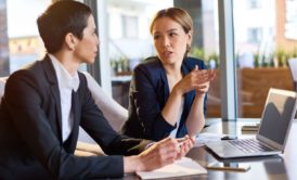 woman talking to man and handling an objection