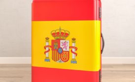 luggage designed with spanish flag