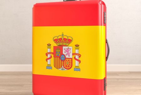 luggage designed with spanish flag