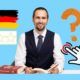 german flag and language instructor blue background
