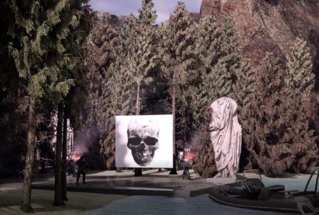 an imposing skull artwork captures attention, featuring bold strokes and a dramatic presence in an artistic environment of unreal engine 5 course