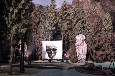 an imposing skull artwork captures attention, featuring bold strokes and a dramatic presence in an artistic environment of unreal engine 5 course