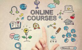 hand pointing to online course concept