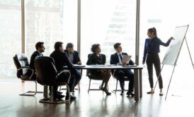 Confident young woman engaging in public speaking and presentation