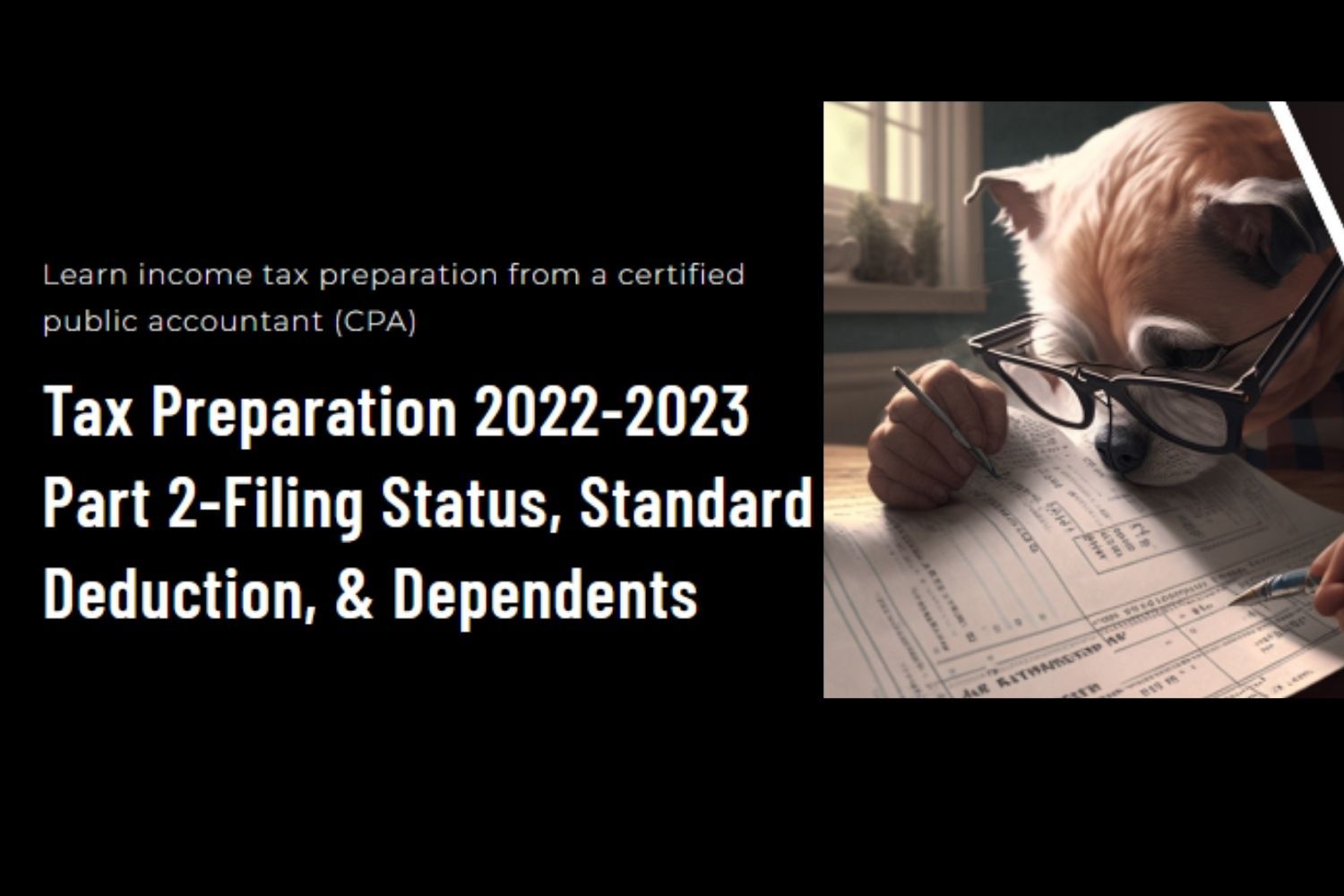 Tax Preparation 20222023 Part 2 Filing Status, Standard Deduction