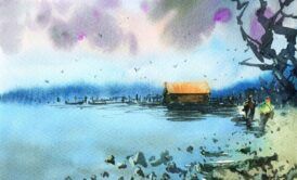 Atmospheric Natural Landscapes In Watercolor